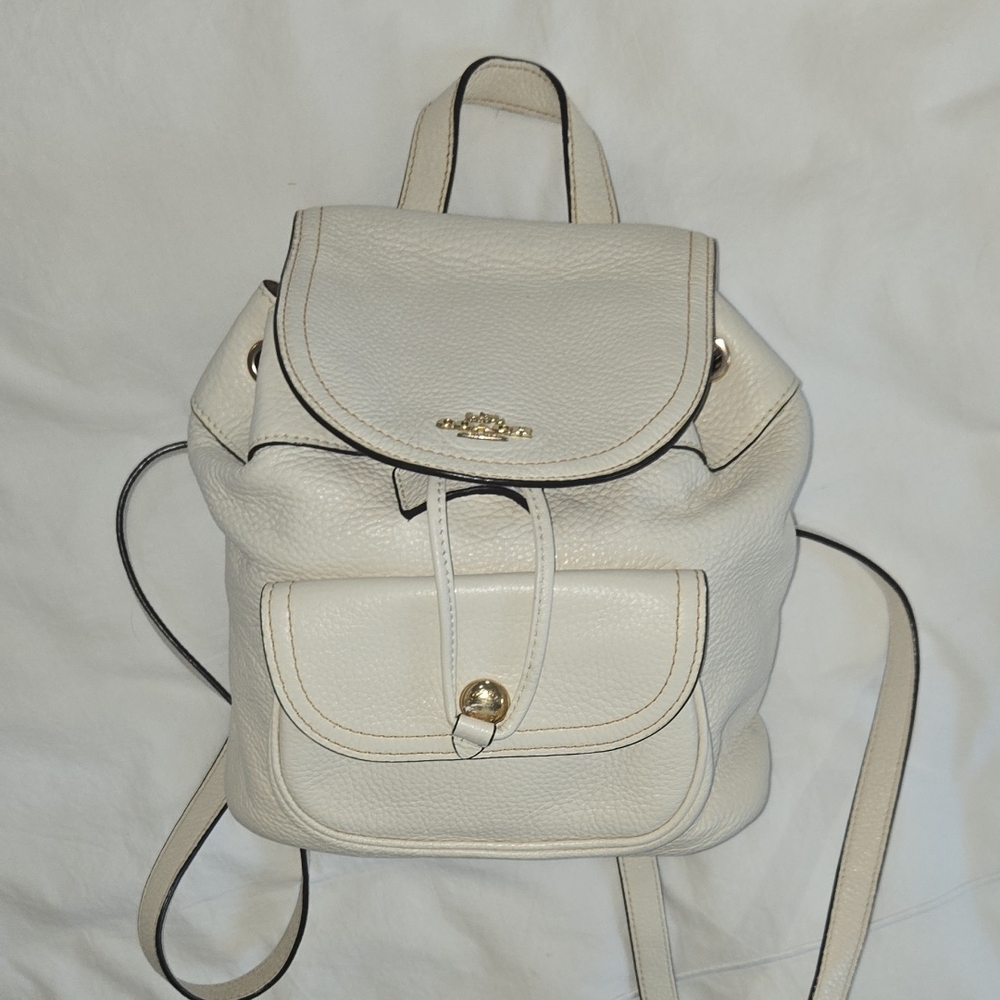 Coach Pennie Chalk Leather Backpack - Picture 2 of 7